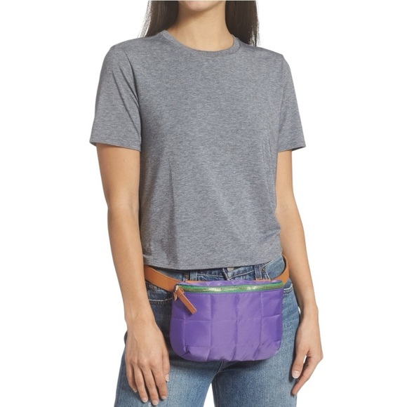 Clare V. Quilted Nylon Belt Bag in Color Iris - Picture 12 of 13
